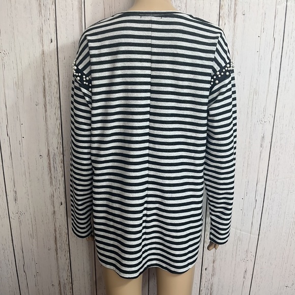 Lane Bryant Striped Top with Pearl Accents - Picture 5 of 9